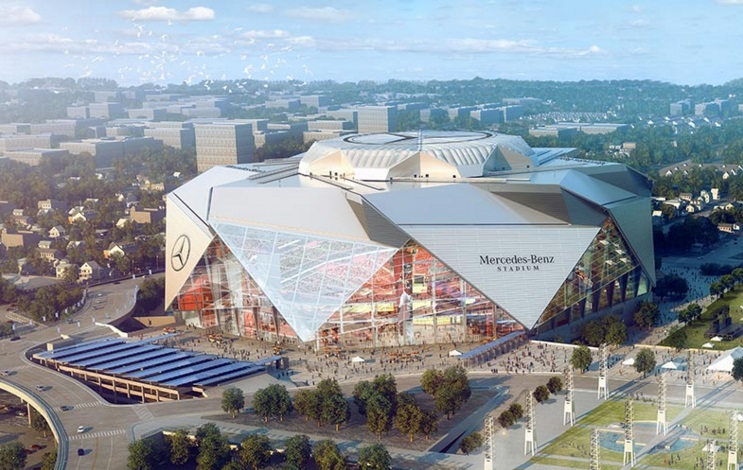 ATLANTA, GA - OCTOBER 25: Fans line up for concessions prior to the week 7  NFL game between the Atlanta Falcons and the Detroit Lions on October 25,  2020 at Mercedes-Benz Stadium