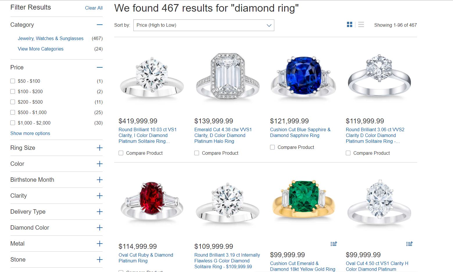 Costco Diamond & Jewelry Ring Size Guide