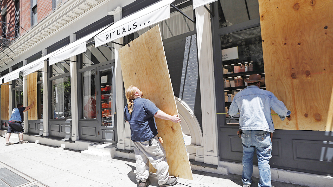 MANHASSET, NEW YORK - JUNE 7, 2020: Gucci Store Boards Up As A