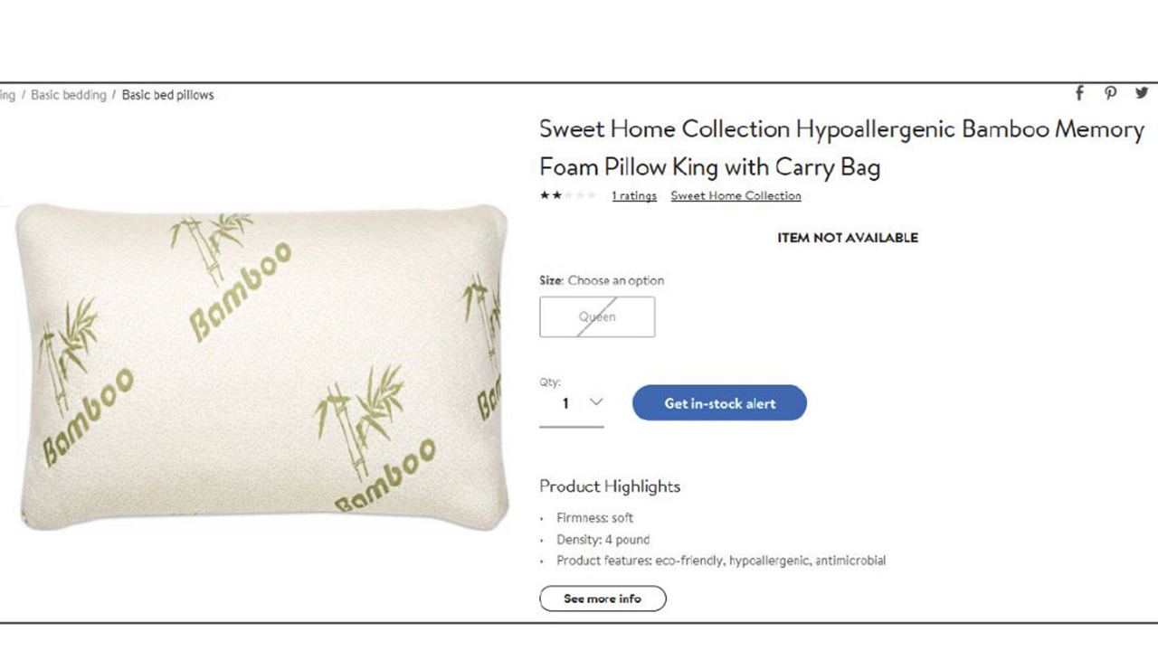 Bamboo pillow kohls best sale