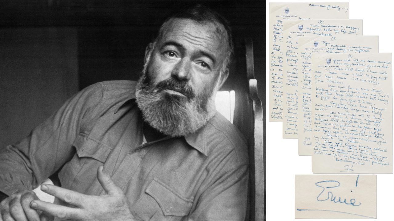 Ernest Hemingway letter detailing injuries he sustained in 2
